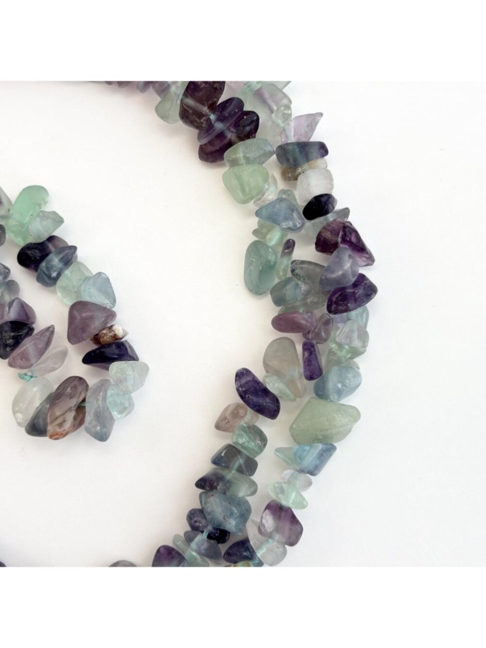Multi Colored Purple & Green Flourite Chip Beaded Chip Vintage Necklace - 36" - Picture 6 of 13